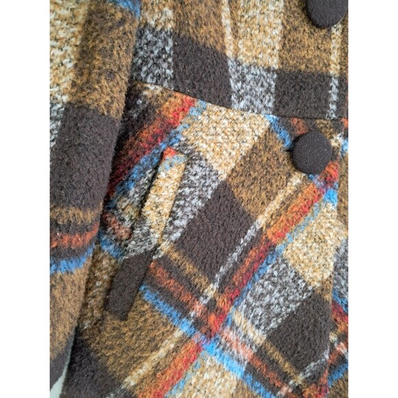 Wool Cashmere Brown Plaid Girls Long Overcoat Size Large GanGan World - Picture 3 of 13